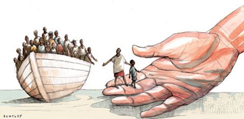 Refugees on a Boat