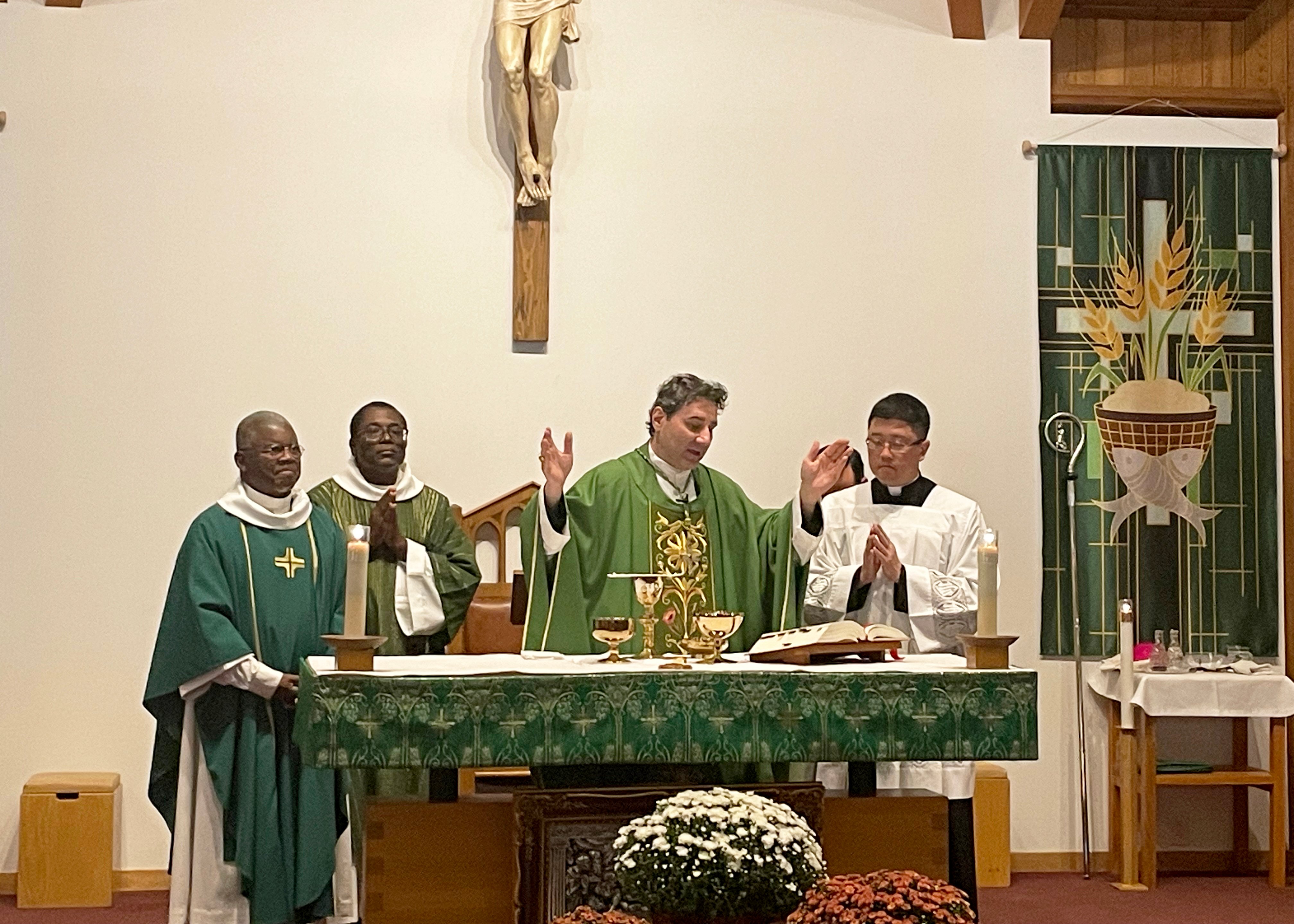 Archbishop Leo greats the faithful