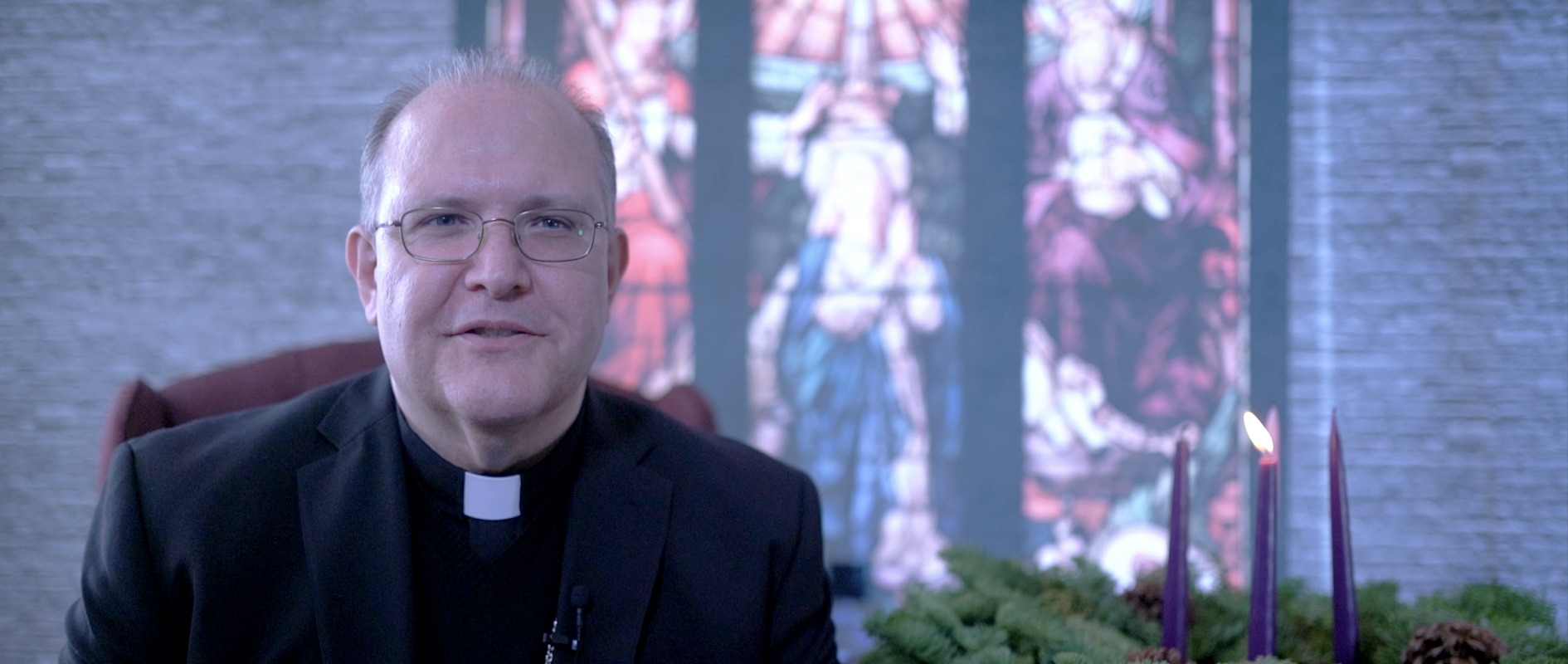 Bishop Camilleri with Advent wreath