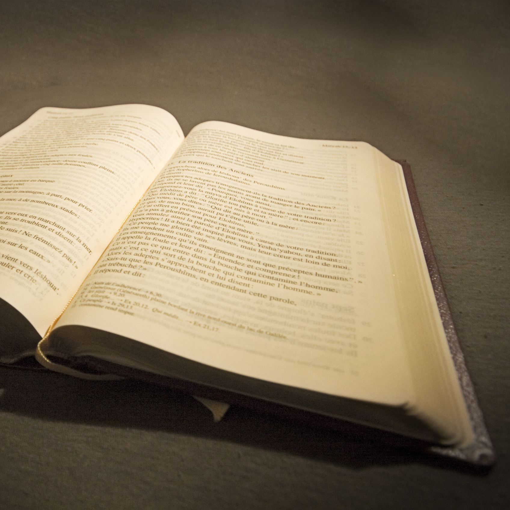 Bible opened and set on table