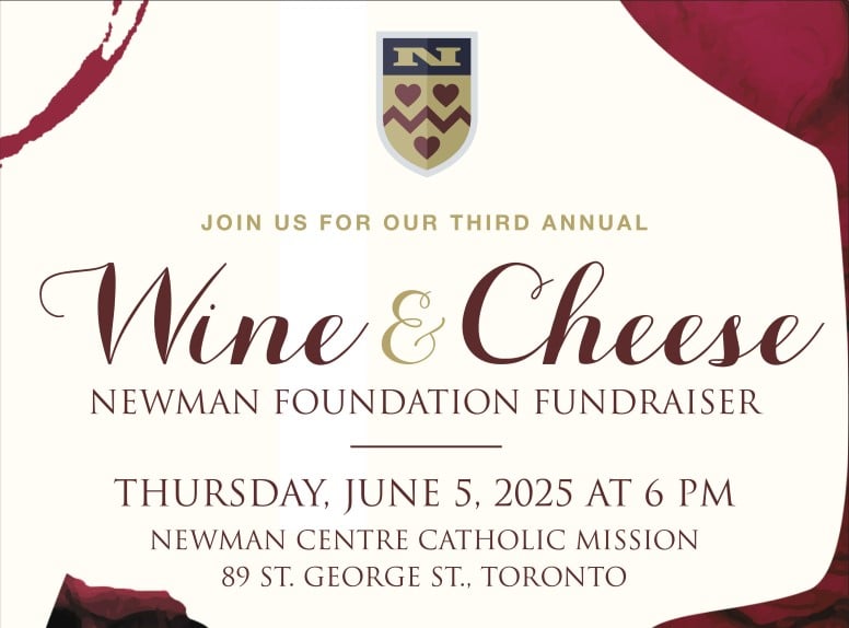 Newman Foundation Wine & Cheese Fundraiser Poster