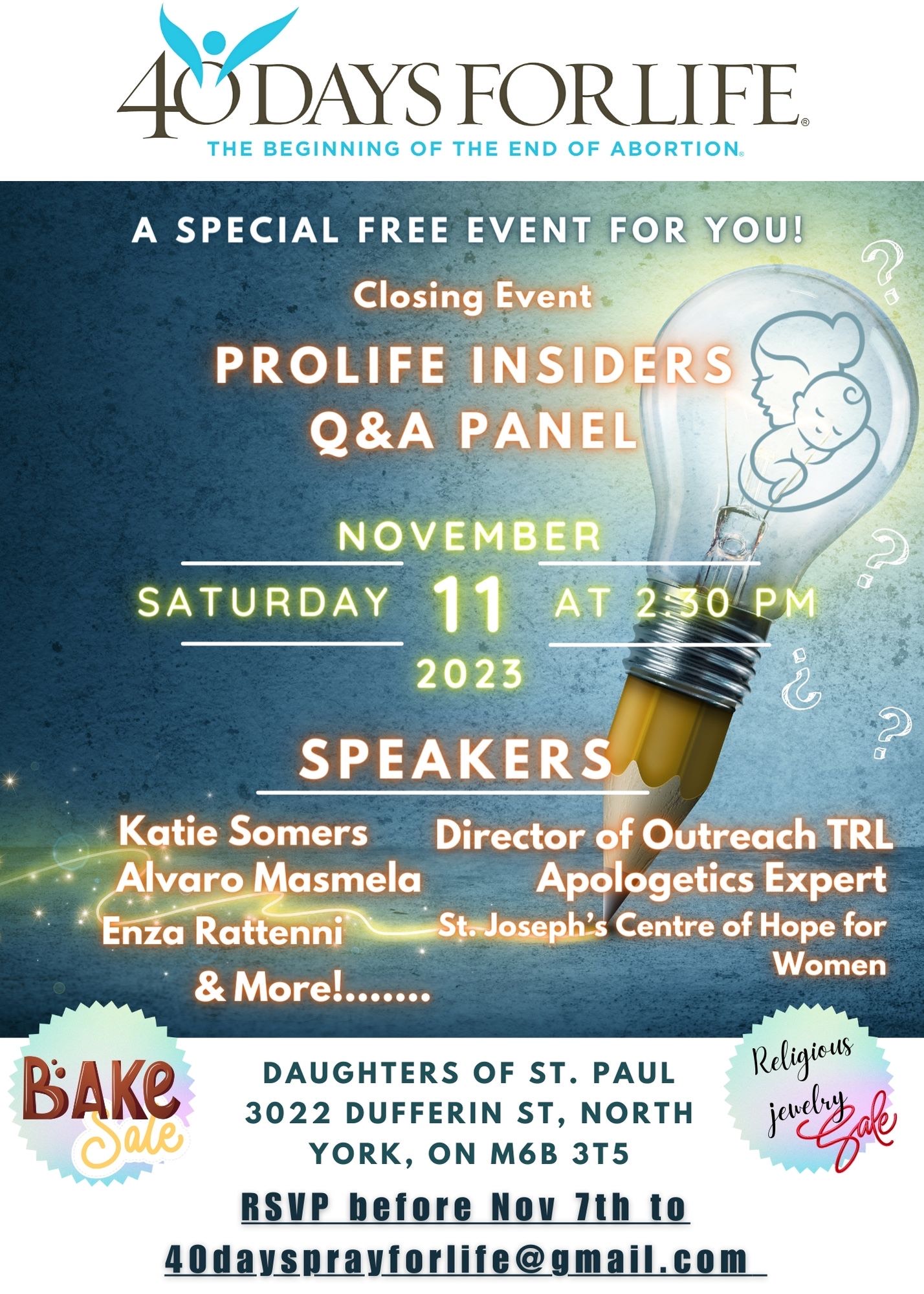 Poster for "Pro-Life Insiders & QA Panel Event"