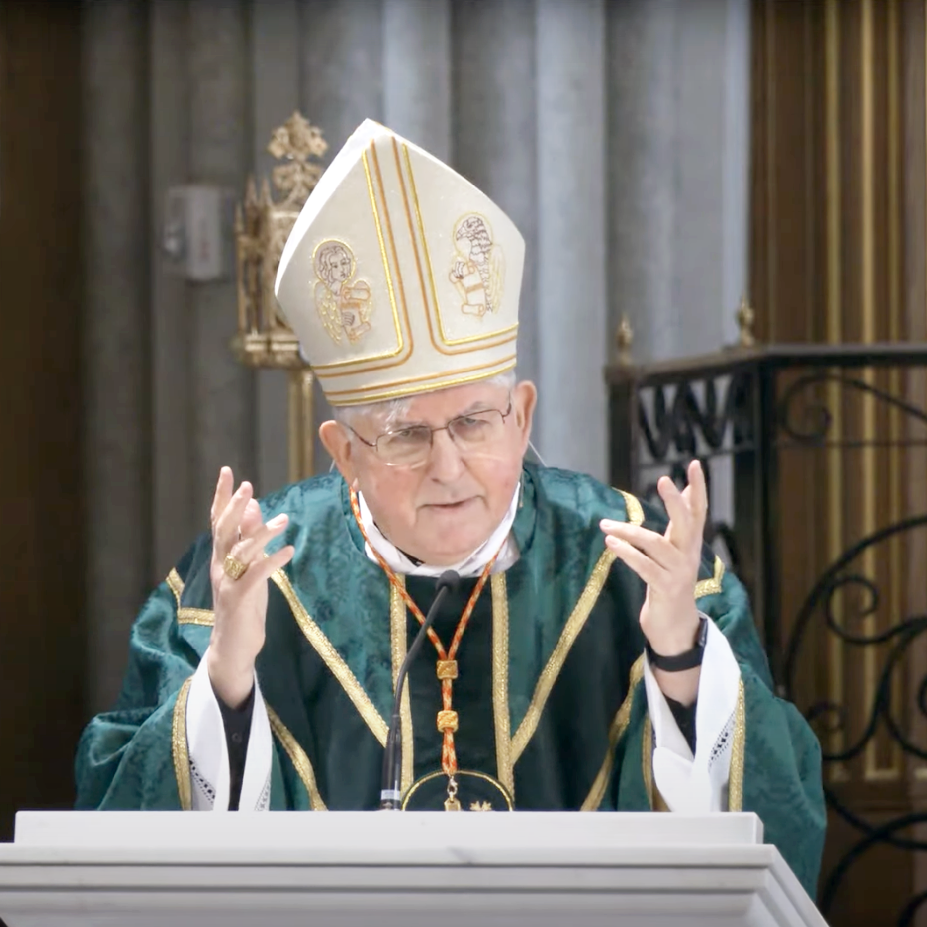 Cardinal Collins speaking from the Pulpit