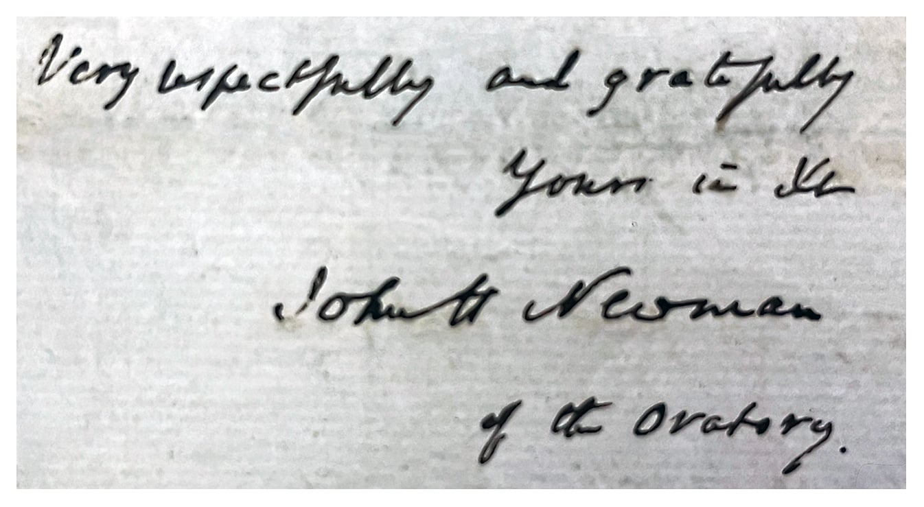 Portion of Letter from St. John Henry Newman