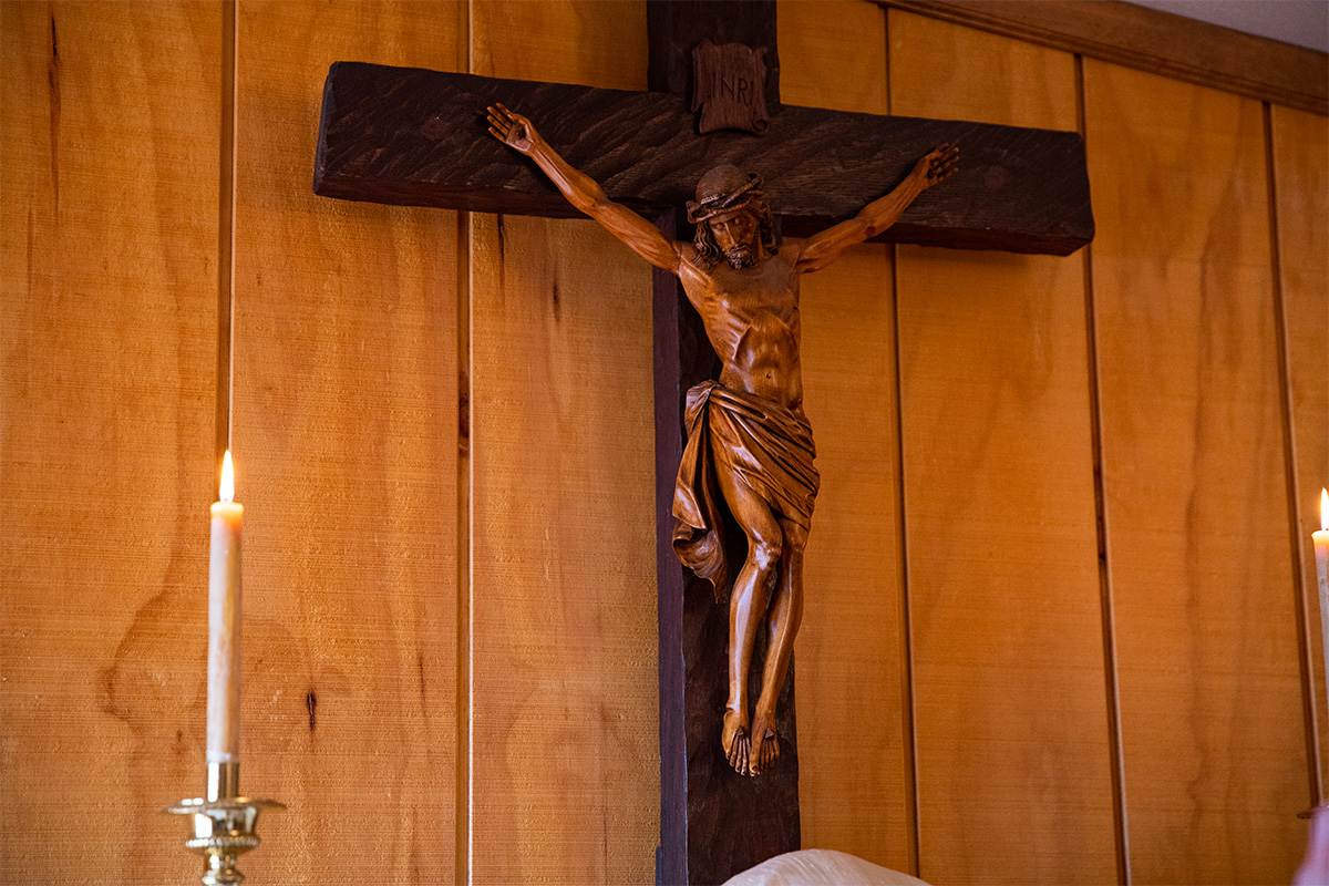 A crucifix on a wall