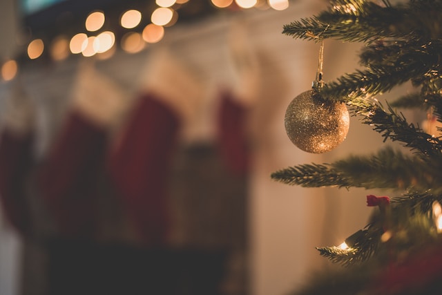 Ornaments on a Christmas tree