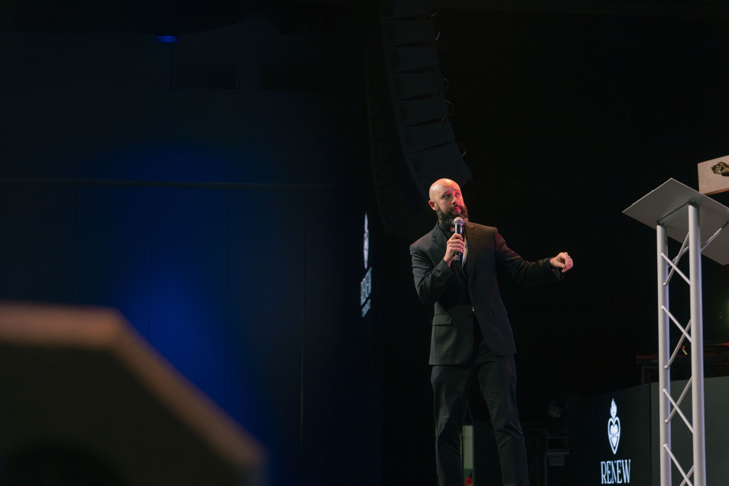 Fr. Matt McCarthy on stage