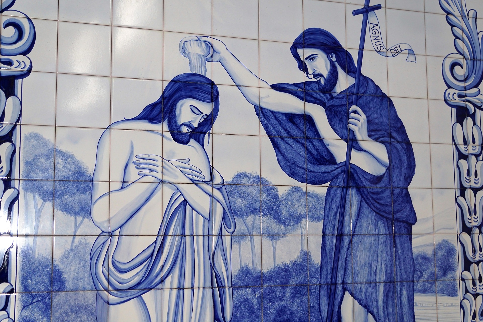Jesus and John the Baptist art