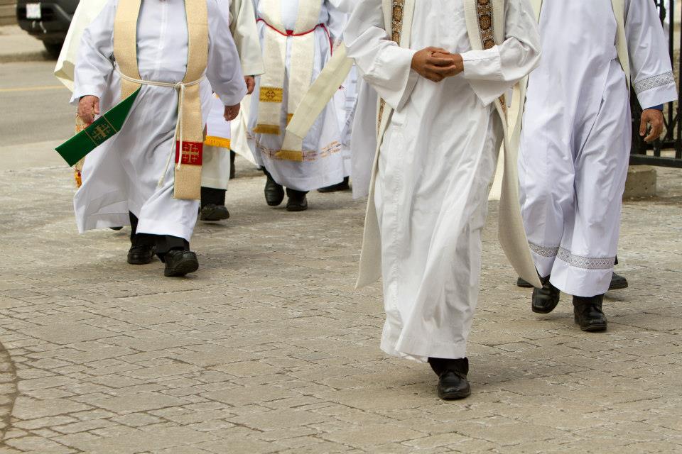 Priests walking