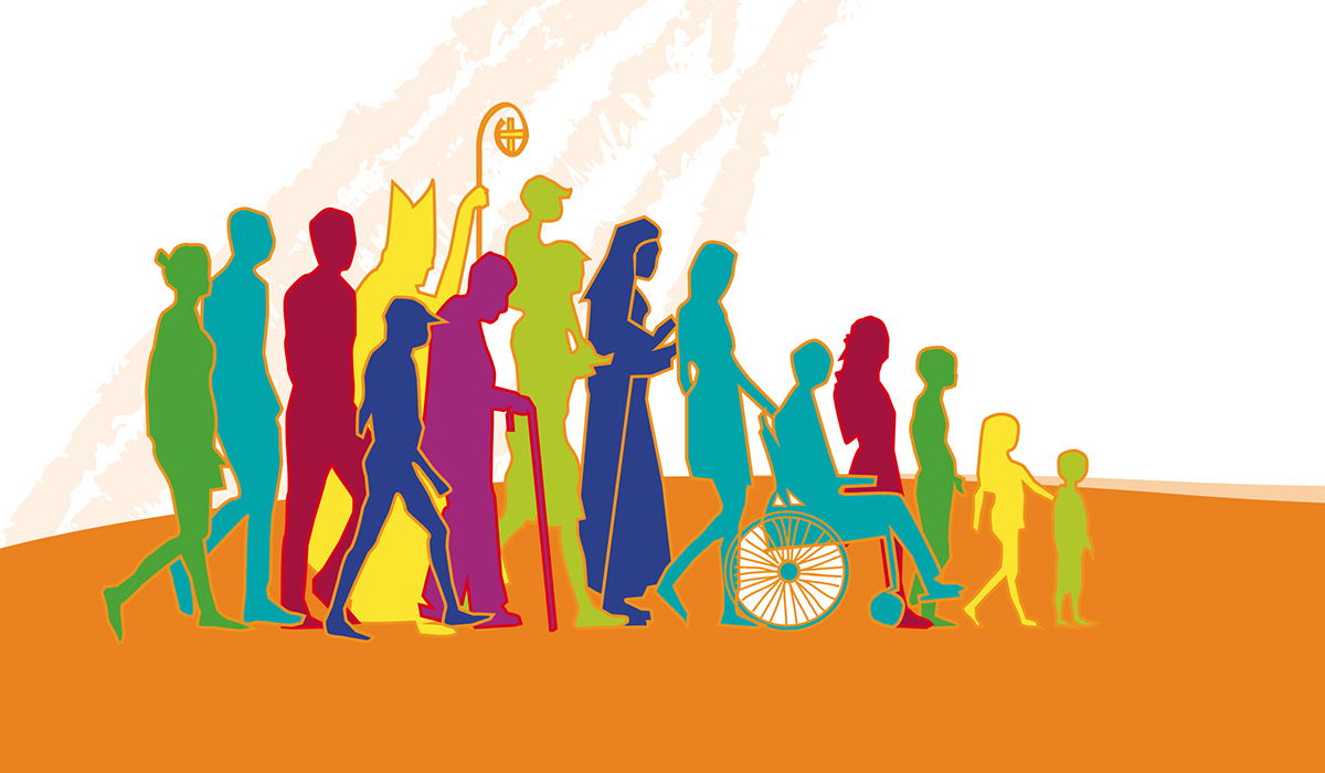 Many people walking together