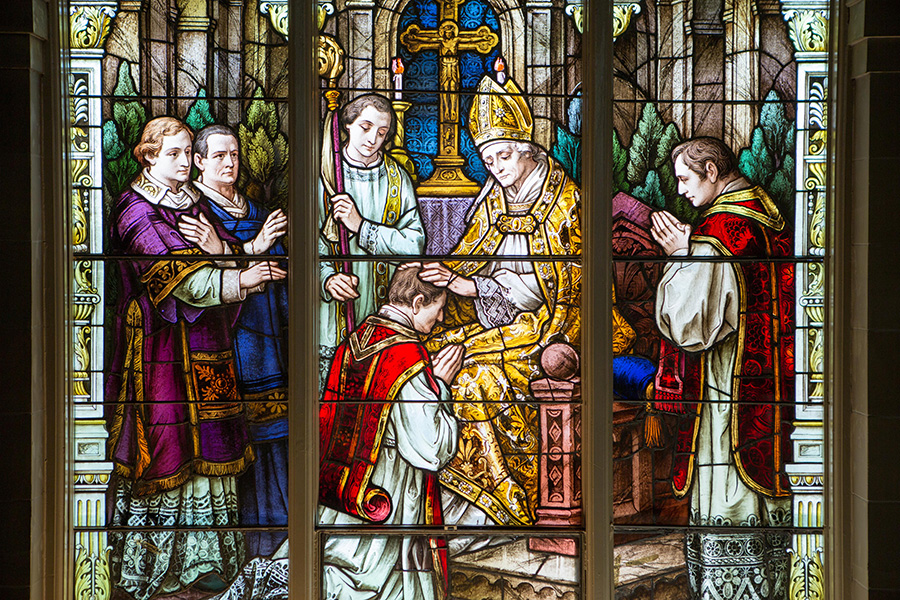 Stained glass window of ordination