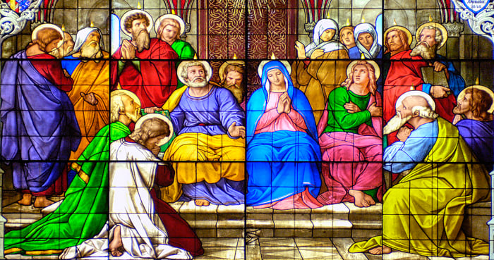 Pentecost stained glass window