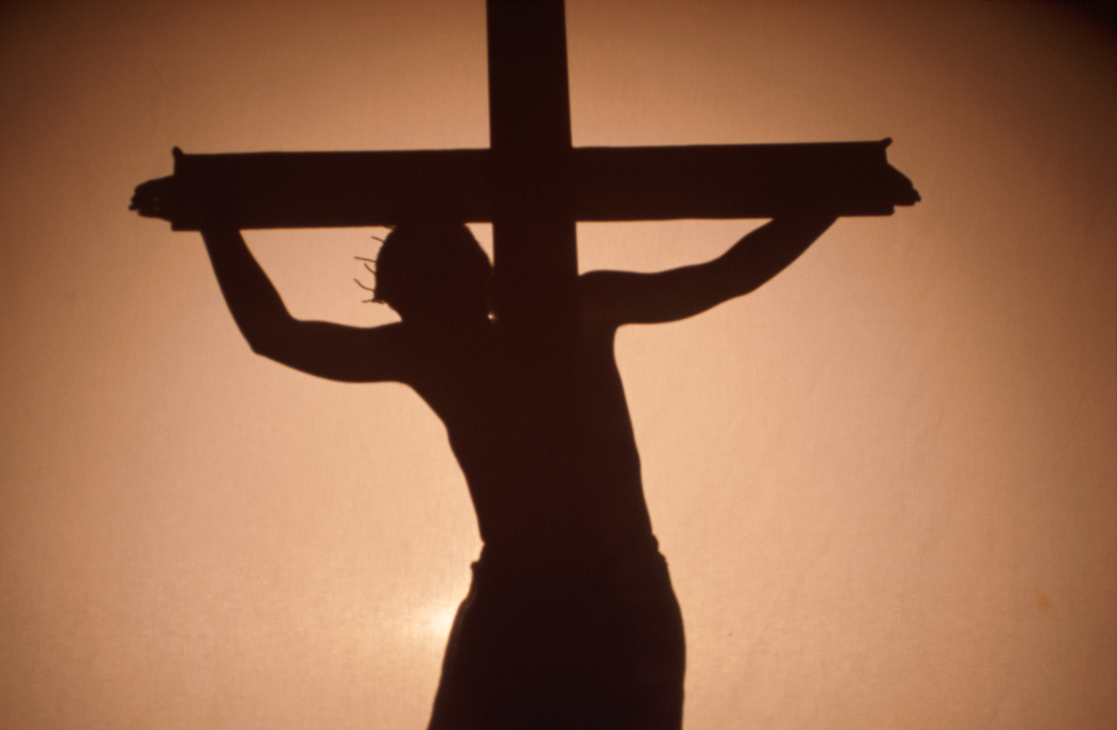 Silhouette of Jesus on the cross