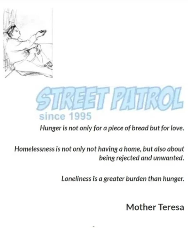 Street Patrol logo and Mother Teresa quote