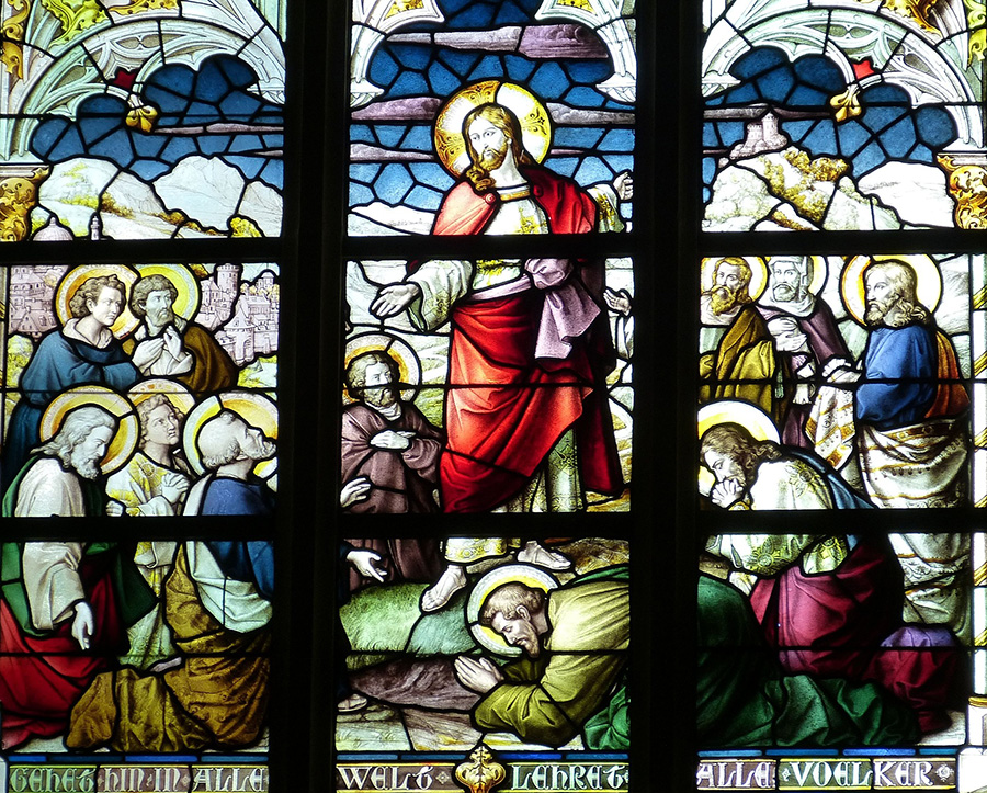 Ascension Sunday stained glass window