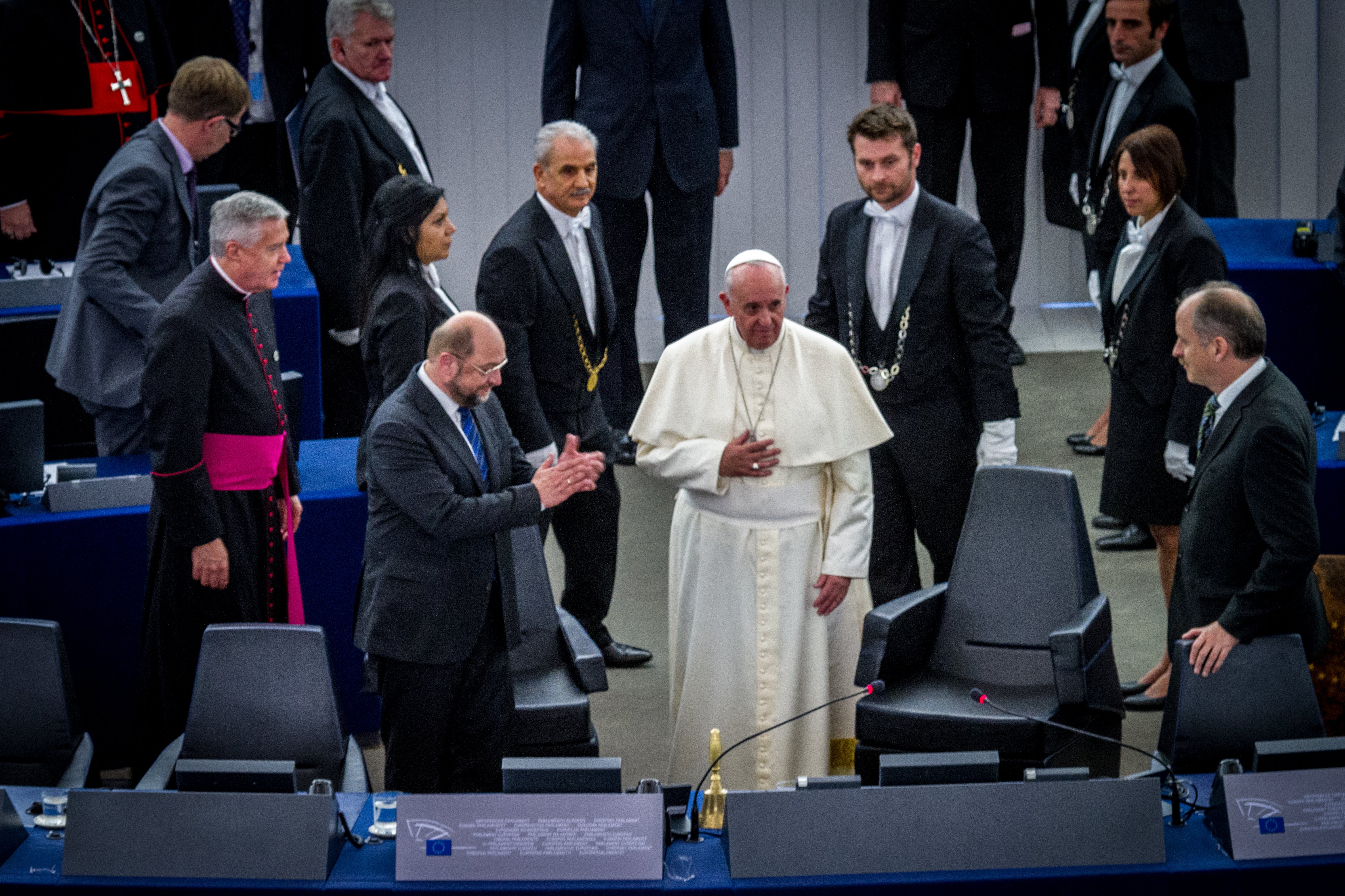Pope Francis at the European Parliament in Strasbourg, France