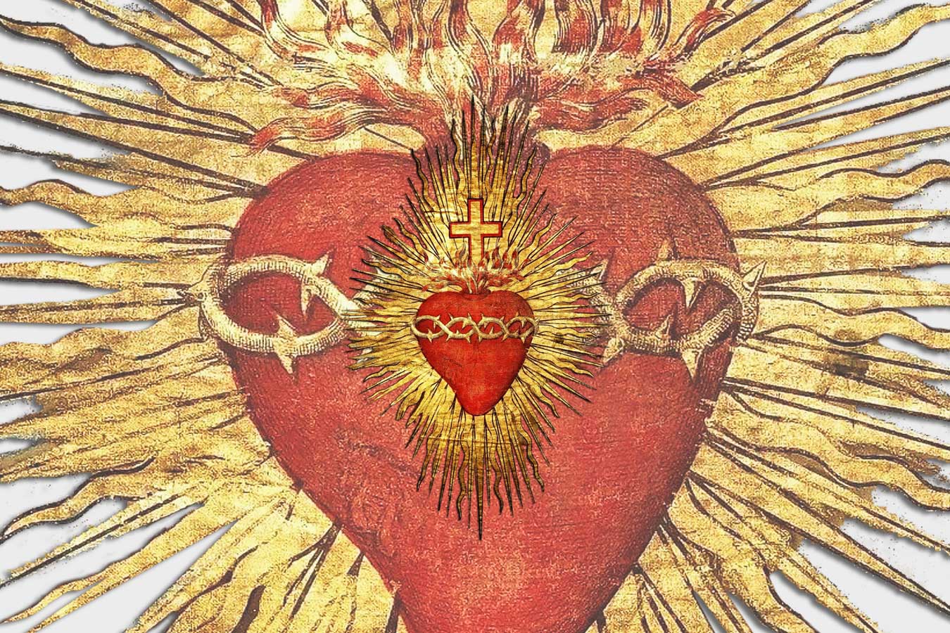 Red and gold image of the Sacred Heart of Jesus