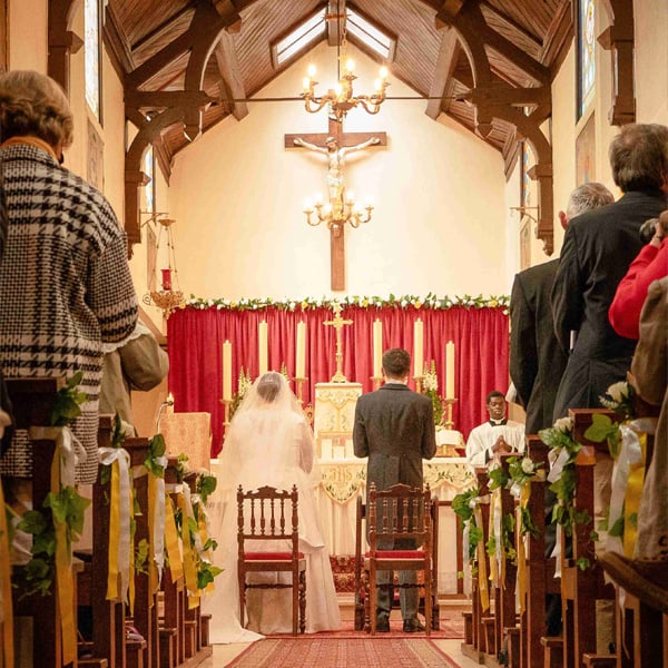 Couple getting married in church