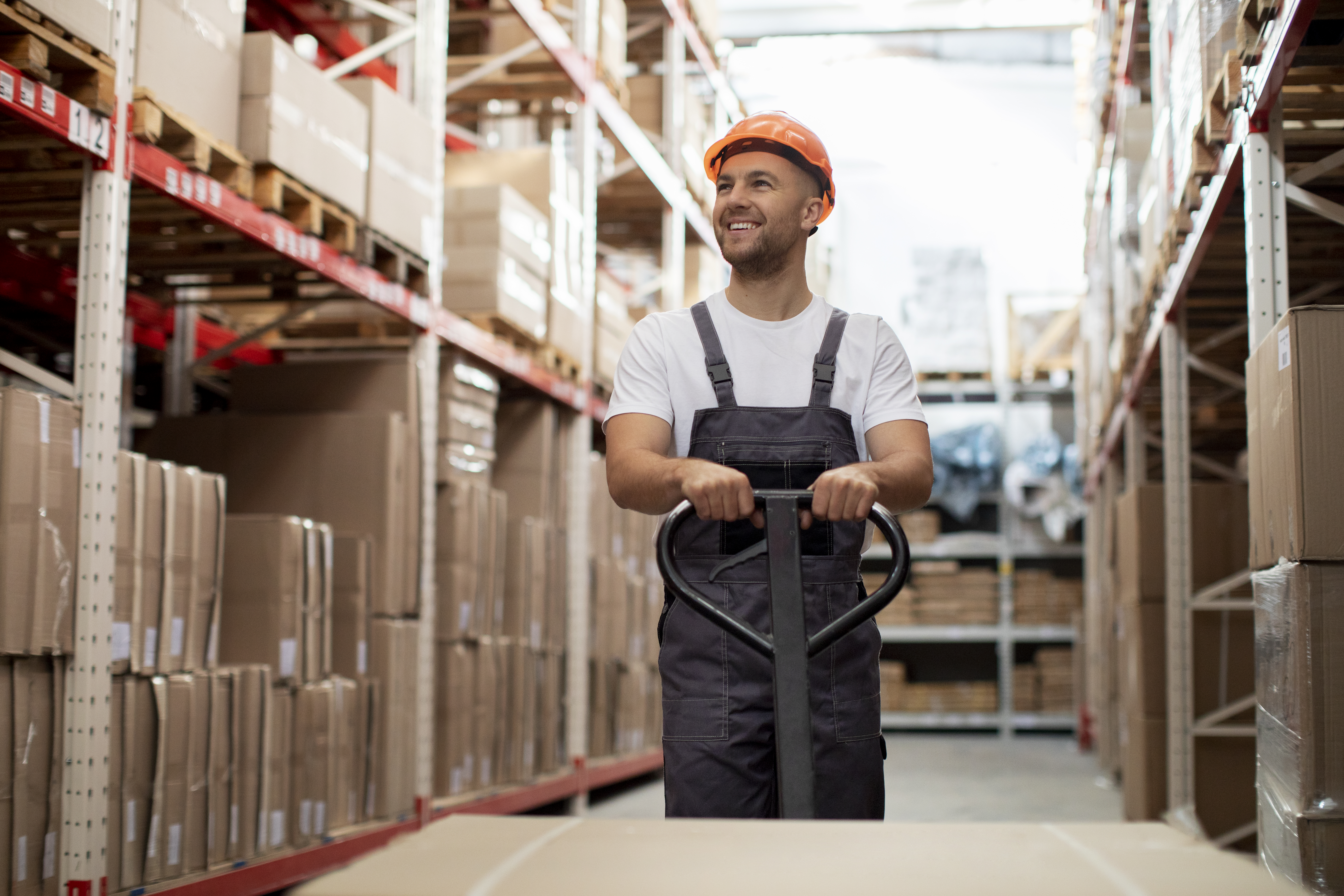 Man walking in warehouse