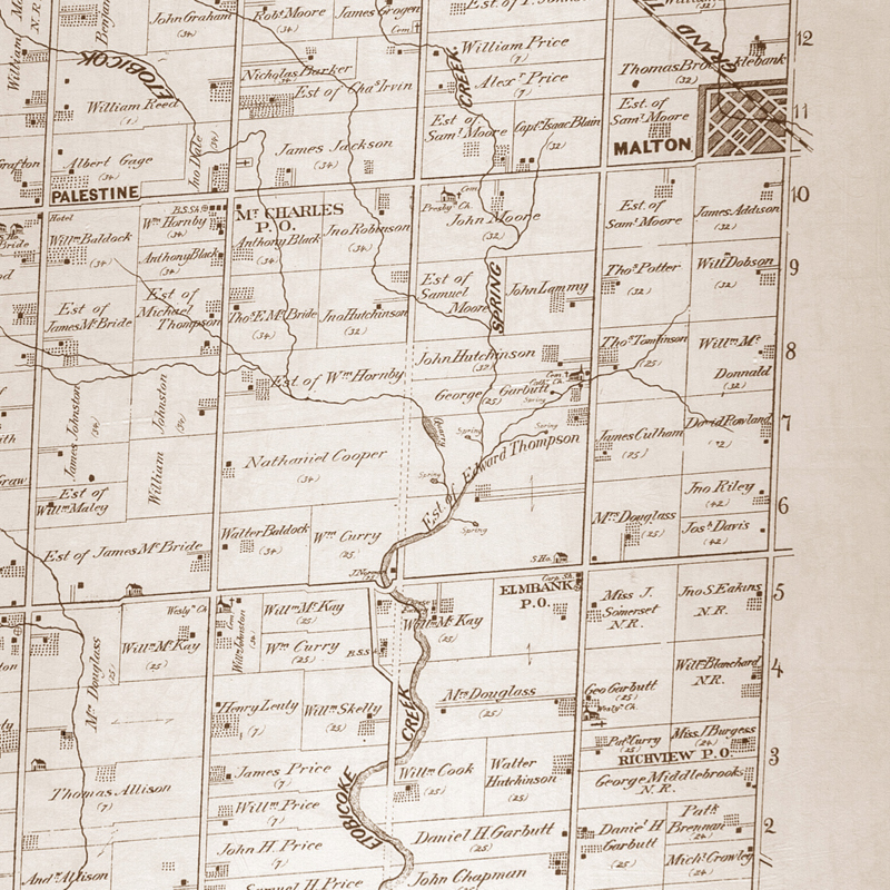 Historic map showing the location of Elmbank Cemetery