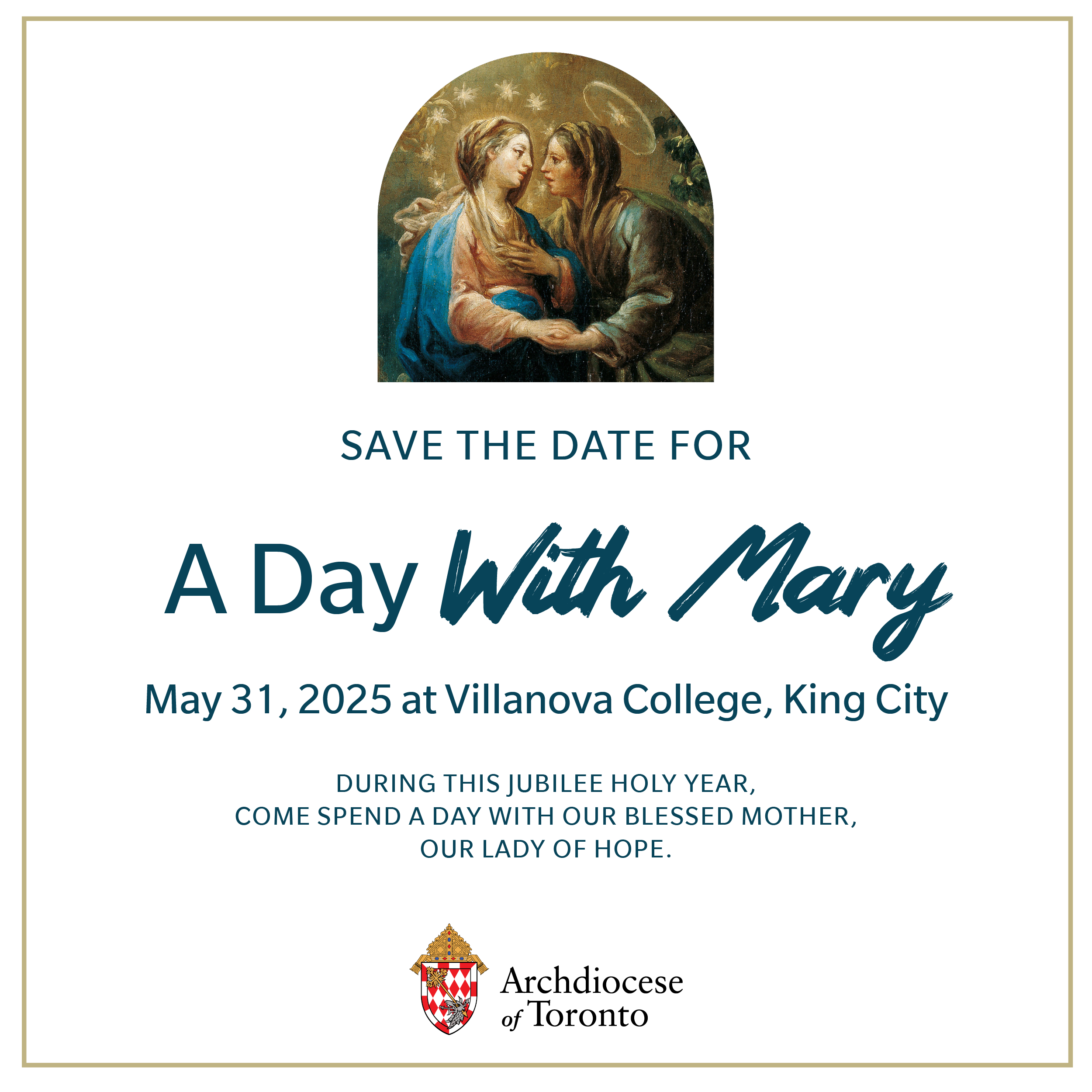Save the date for A Day With Mary: May 31st at Villanova College