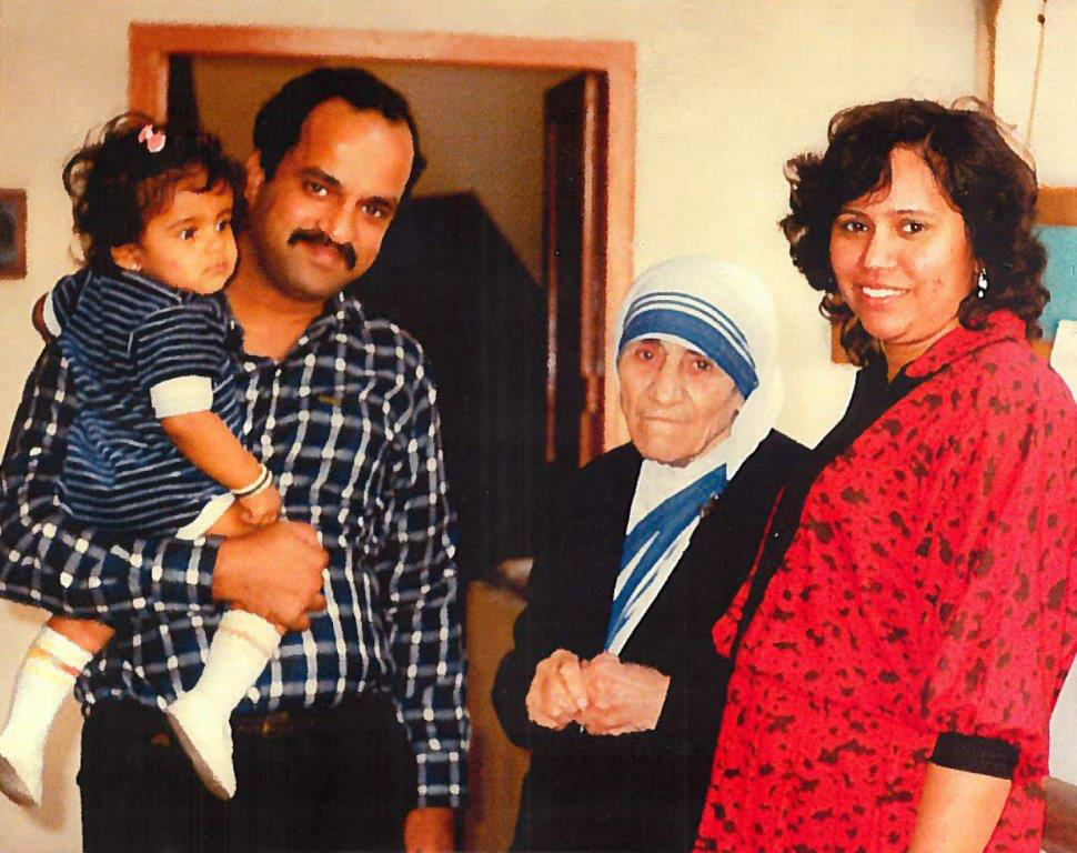 Deacon Sarfaraz and family with Mother Teresa