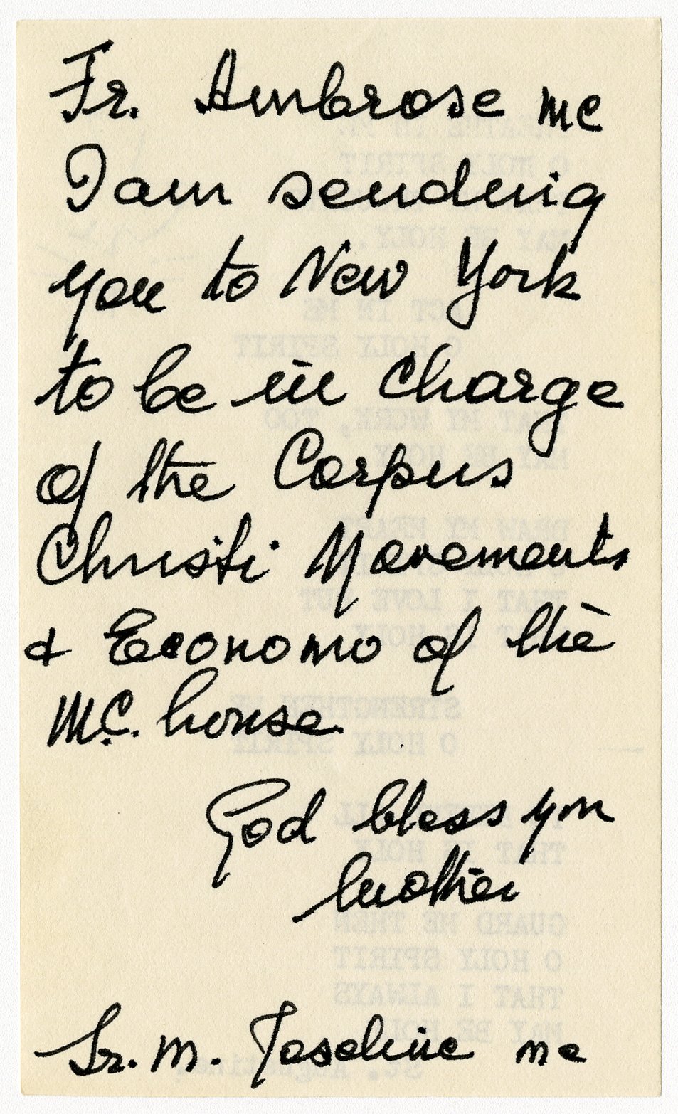 Letter from Mother Teresa to Msgr. Sheehy