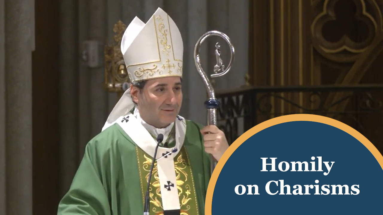 Archbishop Leo preaching on charisms